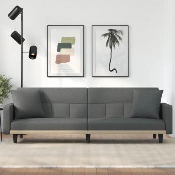 vidaXL Dark Grey Fabric Sofa Bed with Cushions