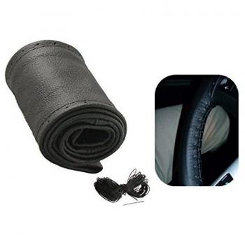 Funda para volante, piel auténtica, 37 - 38 cm, color negro