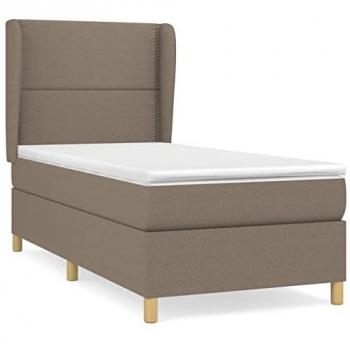 Cama box spring con colchón viscoelástico espuma protector muelles ensacados adaptable acolchado reversible tela gris taupe 80x200 cm