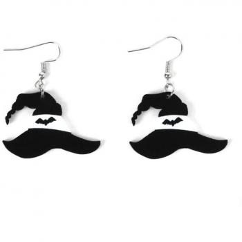 Pendientes de Sombrero de Bruja en Negro y Blanco