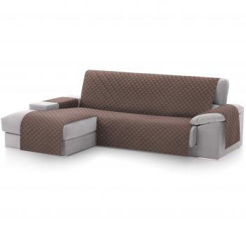 Funda Cubre Sofá Chaise Longue Malu, Protector para Sofás Acolchado Brazo Izquierdo. Tamaño -240cm. Color Marrón