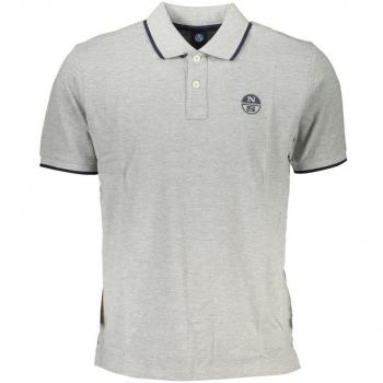 North Sails Gray Cotton Polo Shirt - Short Sleeves, Size S, Male