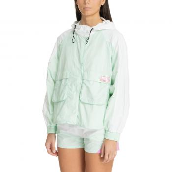 Emporio Armani EA7 Multicolour Light Jacket with Hood and Pockets, Green, Female, Size: S