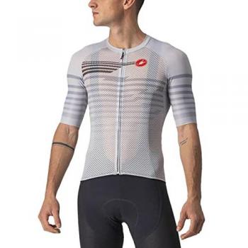 Castelli Maillot Manga Corta Climber's 3.0 SL2 - Color Gris Plata, Talla XL, diseñado para ciclismo con tecnología de transpiración avanzada, tejido ligero y aerodinámico, cortes ergonómicos