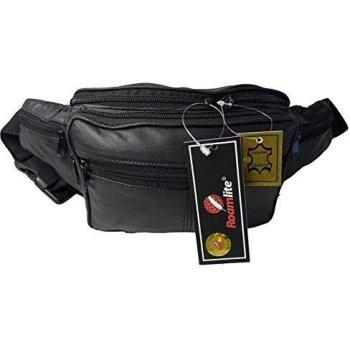 Cuero Bumbag Bum bolsa de gran tamaño mediano riñoneras 6 bolsillos con cremallera