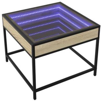 Mesa de centro con Infinity LED roble Sonoma 50x50x41 cm, mesita de Centro, Mesa Auxiliar, Mesa de salón, mesita, mesita de sofá