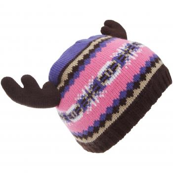 Gorro de invierno Floso para niños con astas Fairisle Moose, tamaño único, color rosa/violeta
