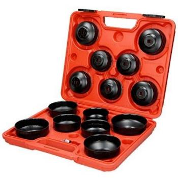 Juego de Llaves para Filtro de Aceite Universal 15 Piezas con Adaptadores y Maletín de Herramientas