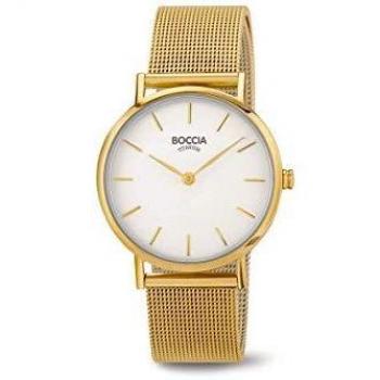 Reloj de mujer Boccia Titanium 3281-06, analógico, 32mm, acero inoxidable dorado, resistencia al agua 3ATM