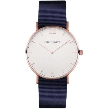 Reloj Paul Hewitt Unisex PH-SA-RSTWN20 (39mm) - Reloj de pulsera, diseño unisex, diámetro de 39 mm, esfera con fondo blanco y detalles en dorado, correa de cuero