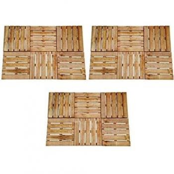 vidaXL 18x Baldosas de Porche 50x50 cm de Madera de Pino Marrón Suelo Loza Azulejo Teja Loseta Baldosín Terraza Veranda Balcón Resistente Intemperie