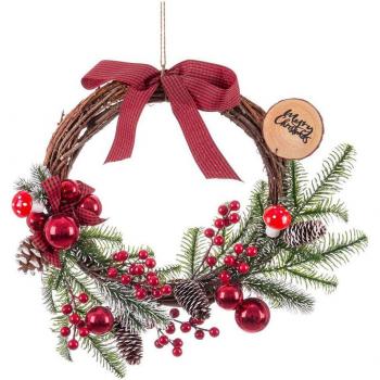 Corona de Navidad con lazo de madera natural de Ø 40 cm