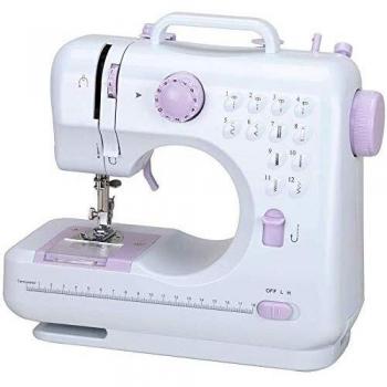 Máquina de coser portátil, mini máquinas de coser eléctricas de reparación para el hogar, 12 puntadas, 2 velocidades con pedal para coser en casa, principiantes, niños