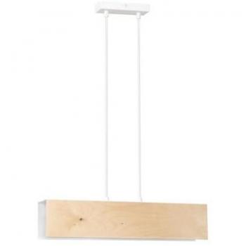 Lámpara de Suspensión Carlo EPIKASA - Acero con Recubrimiento de Polvo y Contrachapado Blanco, 48x100x6 cm