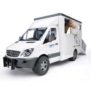 BRUDER - Coche MB para transporte caballo incluye un caballo - Escala 1:16 - 02533