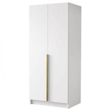 Armario Atlanta 202, Blanco y Dorado, 215x100x58cm, Puertas con Bisagras