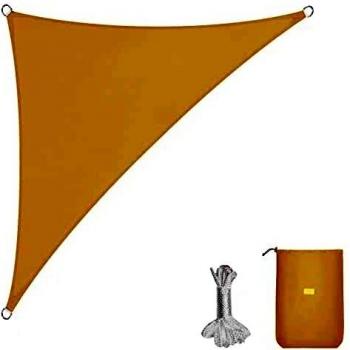 Sekey Toldo Vela de Sombra Impermeable 5x5x7m Triangular Protección Rayos UV, Resistente al Desgarro, para Terraza Balcon Patio Exteriores Jardín, con Ojales y Cuerdas de Fijación, Arena