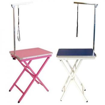 Mesa Plegable Ibáñez para Exposiciones Caninas con Horca y Lazo Rosa