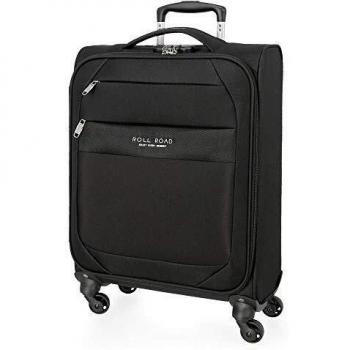 Roll Road Royce Maleta de cabina Negro 40x55x20 cms Blanda Poliéster Cierre combinación 39L 2,1Kgs 4 Ruedas Equipaje de Mano