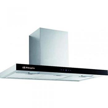Orbegozo DS 62190 IN - Campana extractora decorativa 90 cm, Clase A, extracción 609,7 m3/h, 3 niveles de potencia, motor de 230 W de potencia, iluminación LED