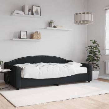 Sofá cama con colchón de tela negro 100x200 cm
