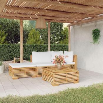 4-Piece Solid Teak Wood Garden Lounge Set with Cushions