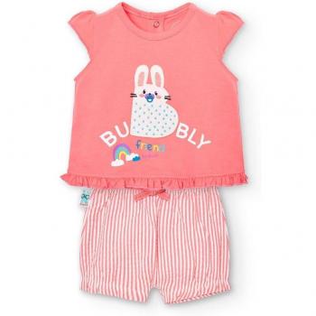 Boboli - Conjunto de bebé niña de camiseta con volantes y short de rayas