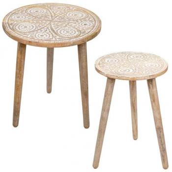 Mesa Auxiliar Rústica Pack 2 Unidades Marrón 47x40x40 cm