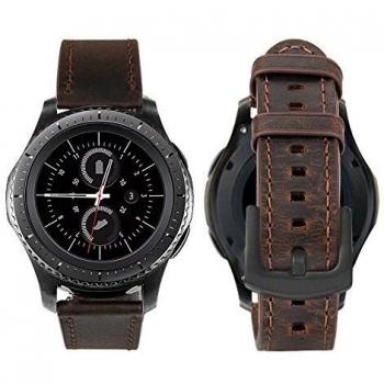 iBazal Correas 20mm Cuero Piel Pulseras Bandas Compatible con Galaxy Watch 42mm/Active 40mm/Huawei Watch 2/Gear S2 Classic/Gear Sport/Ticwatch 2/E/Moto/Pebble/Nokia Hombres