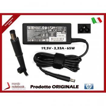Alimentador Portátil HP 65W con potencia de 65 vatios, compatible con laptops HP, diseño compacto y ligero, incluye cable de alimentación y conector universal