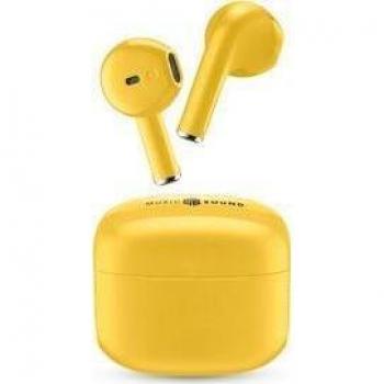 Auriculares True Wireless Music Sound BTMSTWSSWAGY, De cápsula, Bluetooth, Autonomía de hasta 20 h, Amarillo