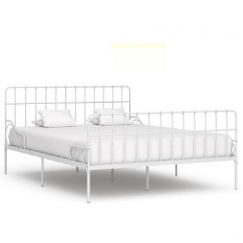 Estructura de cama con somier metal blanco 200x200 cm