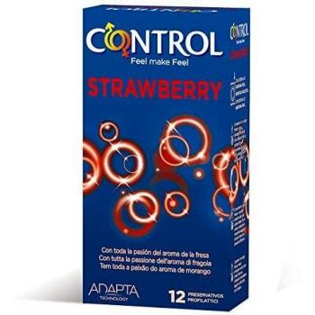 Control Spike Preservativos - Paquete de 12 condones aroma a fresa y color rojo