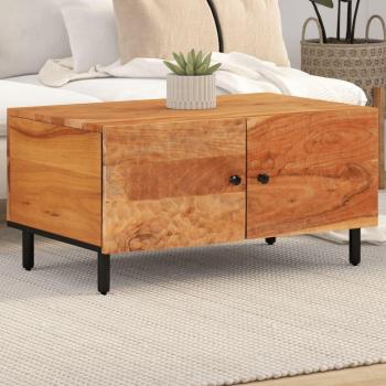 Mesa de centro de madera maciza de acacia 80x50x40 cm marrón para salón o comedor auxiliar