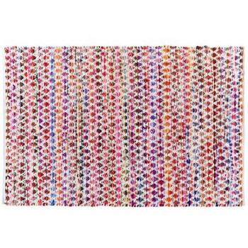 Alfombra multicolor algodón 140 x 200 cm patrón geométrico rectangular tejida a mano