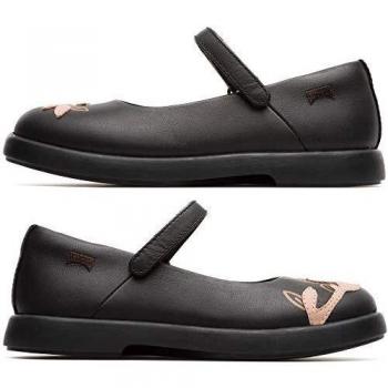 CAMPER Twins - Black Smooth Leather Ballerinas for Kids, Size 27 (9.5 US)