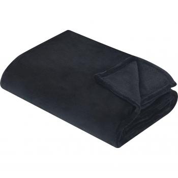 Manta de poliéster negra 200 x 220 cm suave y duradera para cama o sofá