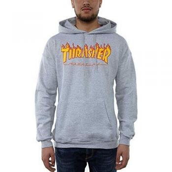 Thrasher Flame Logo Unisex Grey Hoodie Size L