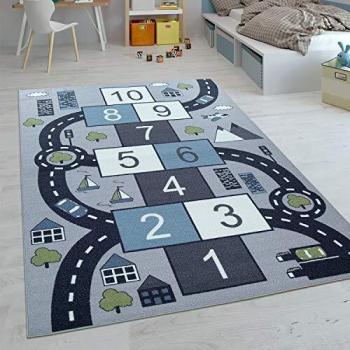 Alfombras Infantiles Juego Pelo Corto Habitación Coloridas En Diferentes Diseños, tamaño:100x200 cm, Color:Gris