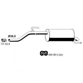 Silenciador trasero ERNST 012157 para OPEL Corsa D 3/5 puertas