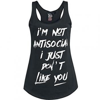 Not Antisocial Mujer Top Negro M, 100% poliéster, Regular