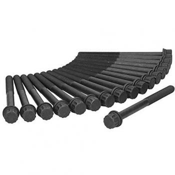 Juego de tornillos de culata AJUSA 81045800 con alta resistencia, fabricado en acero, diseñado para asegurar la culata del motor, incluye tornillos y arandelas específicas para su instalación
