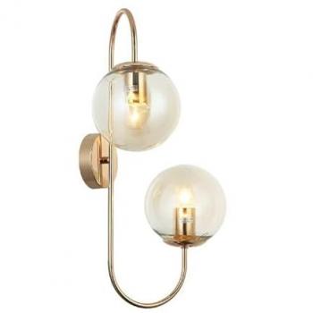 Lámpara de Pared Aosta EPIKASA - Metal y Vidrio en Color Oro, 34x21x53 cm