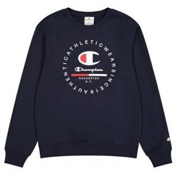 Sudadera Champion Crewneck Azul Marino para Hombre - Powerblend Fleece, Diseño Gráfico Auténtico