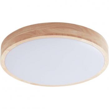 Plafón LED inteligente Lindby Innes de madera Ø39cm RGB CCT Tuya, moderno en blanco hecho de plástico para salón y comedor (1 llama)