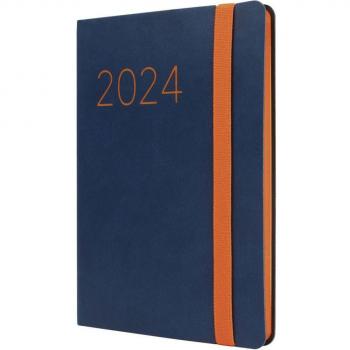 Finocam Agenda 2024 Semana Vista Horizontal Flexi Lisa F4 Catalán Azul 118x168mm Multilingüe