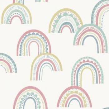 Boho Rainbow Duck Egg & Pink Wallpaper - 10.05m x 53cm