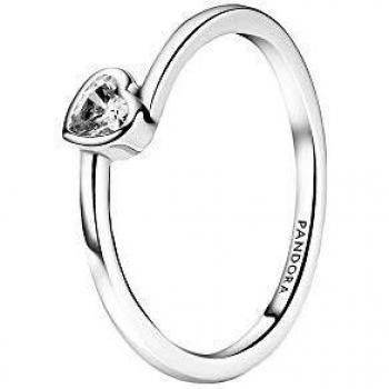 Anillo Pandora Corazón Solitario Transparente Inclinado - 199267C02