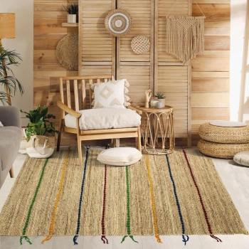 Alfombra de Yute con Trenzas de Lana Multicolor - 120 x 170 cm