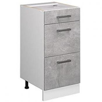 Mueble Bajo Universal R-Line, Hormigón, 40 cm con Cajones, Sin Encimera